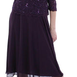 Alex Evenings Women's Sequined Lace Contrast Dress in Black Size Medium