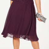 Alex Evenings Women's Sequined Lace Contrast Dress in Black Size Medium