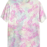 Coca-Cola Men's Uv Cotton Tie Dye Casual Shirt Pink Size X-Large
