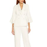 Adrianna Papell Women's Shawl Collar Bell Sleeve Blazer White Size 6