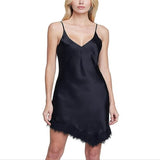 L Agence Womens Silk V-Neck Slip Dress Black