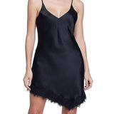 L Agence Womens Silk V-Neck Slip Dress Black