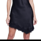L Agence Womens Silk V-Neck Slip Dress Black
