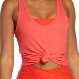Beyond Yoga Take the Plunge Rib Tank in Redflower , Size Large Red