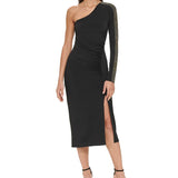 GUESS Women's One Should Embellished Sleeve Midi Dress Black Size 4