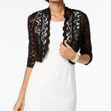 Connected Scalloped Lace Shrug Black Size XL