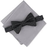 Alfani Men's Gahln Check Bow Tie & Pocket Square Black One Size