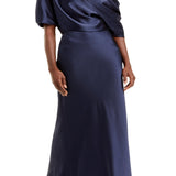 Amsale Women's Navy One-Shoulder Satin Gown Size 14