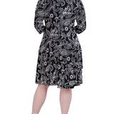 Robbie Bee Women's V Neck 3/4 Sleeve A Line Dress Black Size 2X