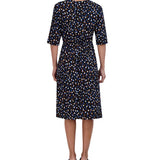 Robbie Bee Women's V Neck Short Sleeve Jersey Midi Dress Black Size Petite Small