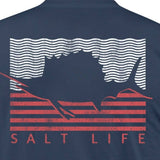 Salt Life Men's Sailing Flag Short Sleeve Pocket T-shirt Blue Size Large
