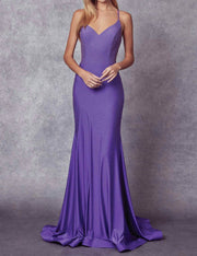 Stone Accented Long Mermaid Prom Evening Gown - Plus