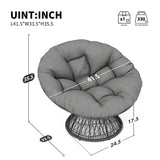 Papasan Wicker Chair with Fabric Cushion and 360 Degree Swivel