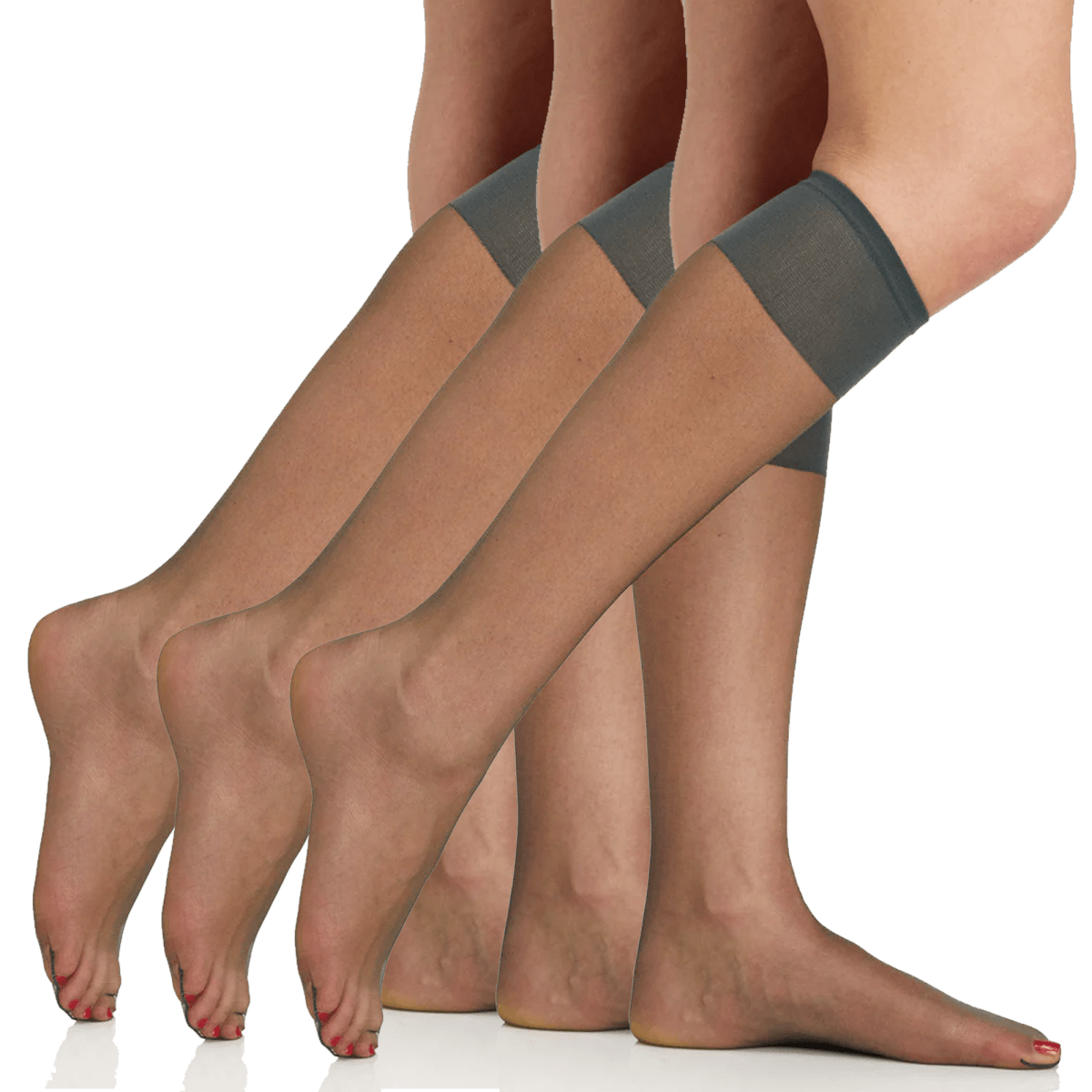 3 Pair Pack Ultra Sheer Knee High With Sandalfoot Toe