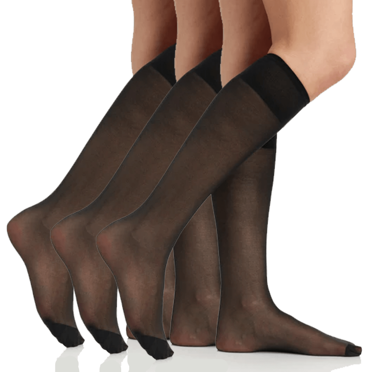 3 Pair Pack All Day Sheer Knee High With Reinforced Toe