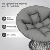 Papasan Wicker Chair with Fabric Cushion and 360 Degree Swivel