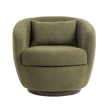 Upholstered Swivel Barrel Chair with Metal Base and Storage