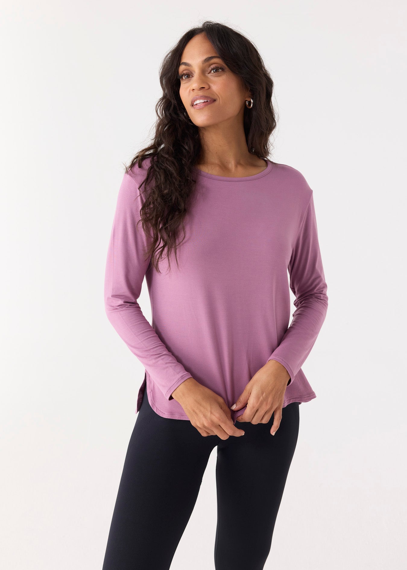 Orchid Hi/lo Bamboo Long Sleeve Top