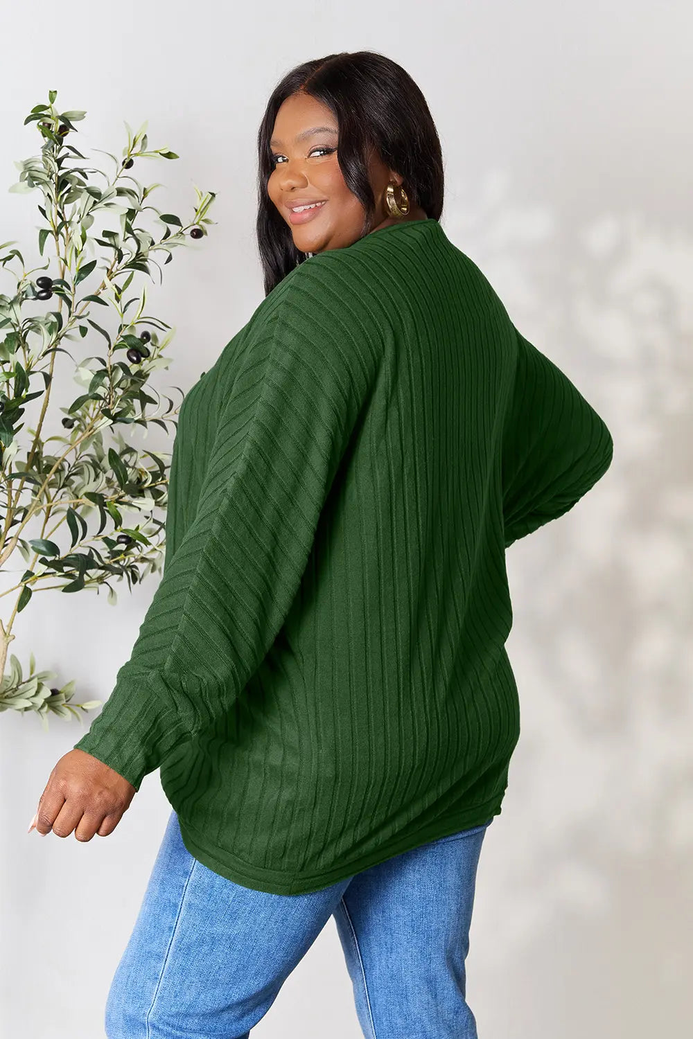 Basic Bae Full Size Ribbed Cocoon Cardigan | Includes Plus Size