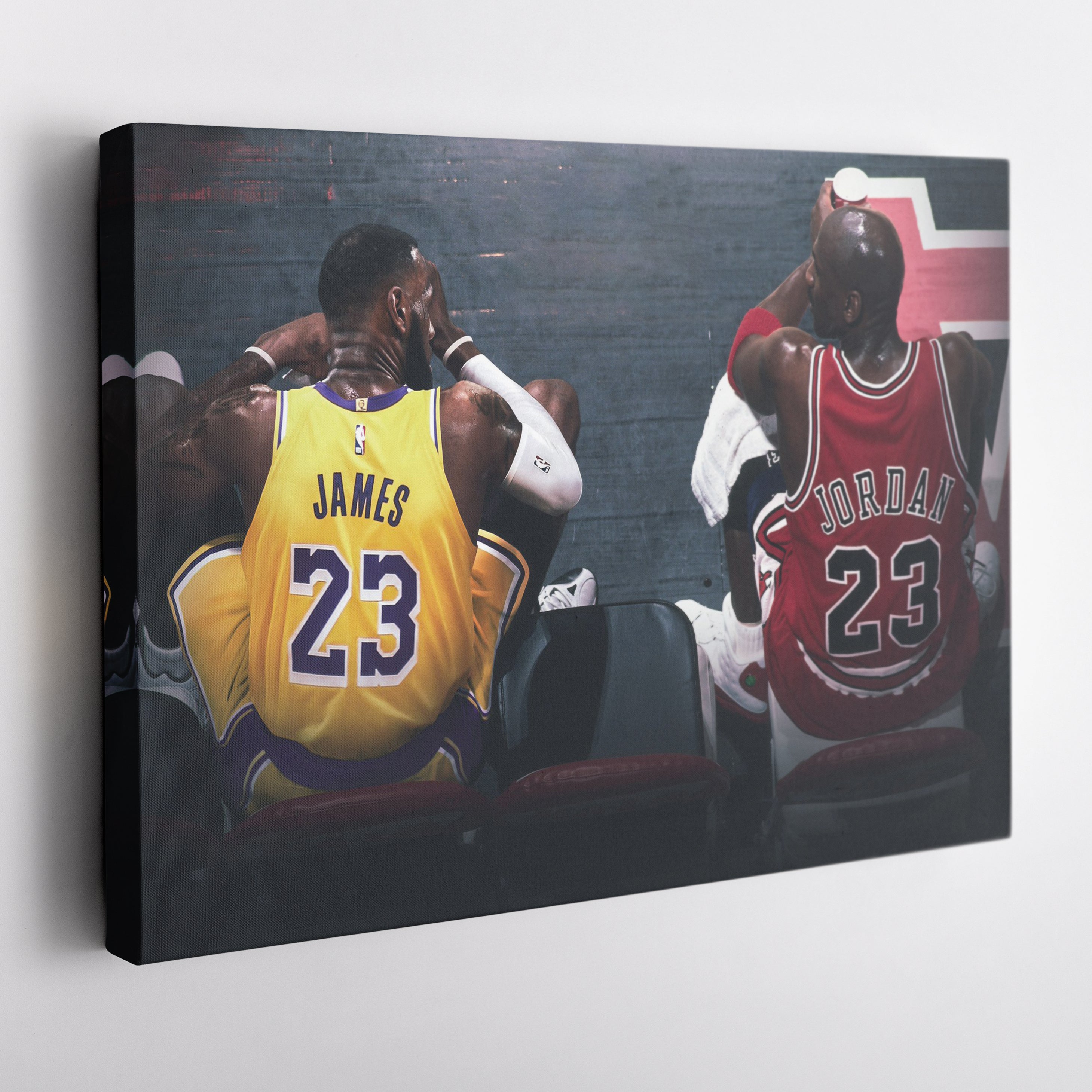 Michael Jordan & LeBron James Canvas Lakers vs Bulls Wall Art