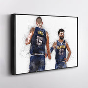 Nikola Jokic & Jamal Murray Canvas Art Denver Nuggets Wall Decor