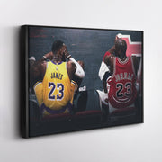 Michael Jordan & LeBron James Canvas Lakers vs Bulls Wall Art