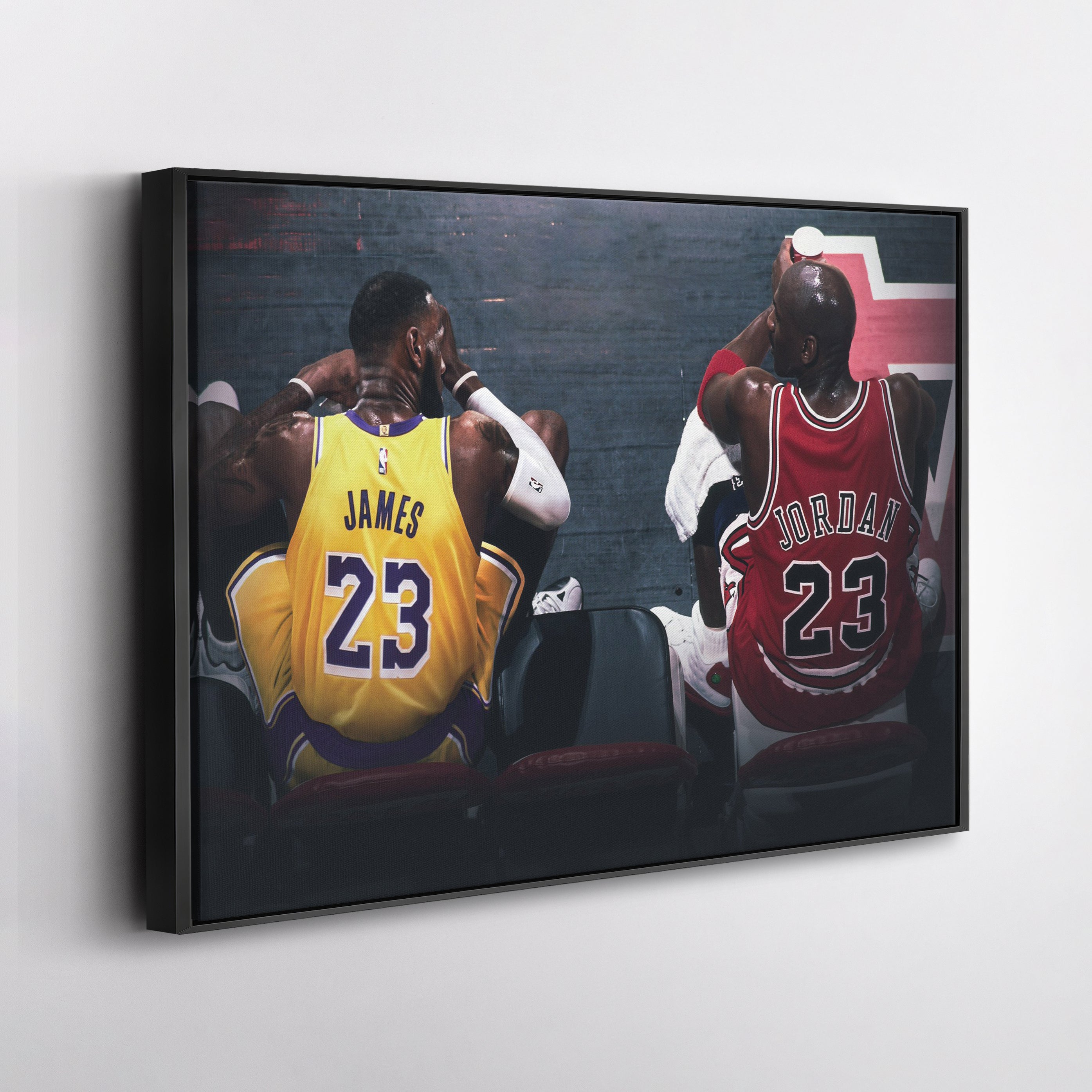 Michael Jordan & LeBron James Canvas Lakers vs Bulls Wall Art