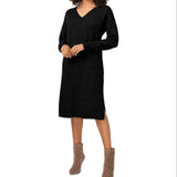 Vince Camuto V Neck Side Slit Dress Black Size XXS