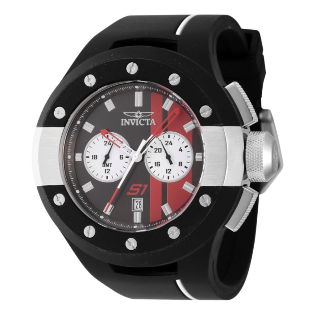 Invicta S1 Rally 52mm Quartz Dual Time Silicone Strap Watch