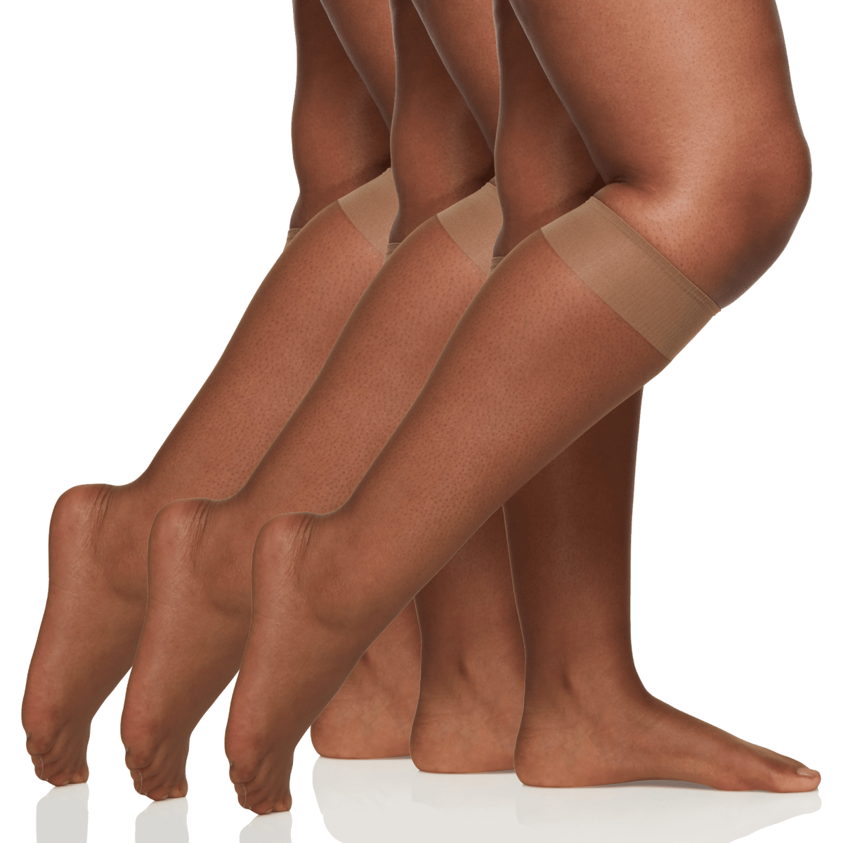 3 Pair Pack Queen Ultra Sheer Knee High With Sandalfoot Toe - Plus Size