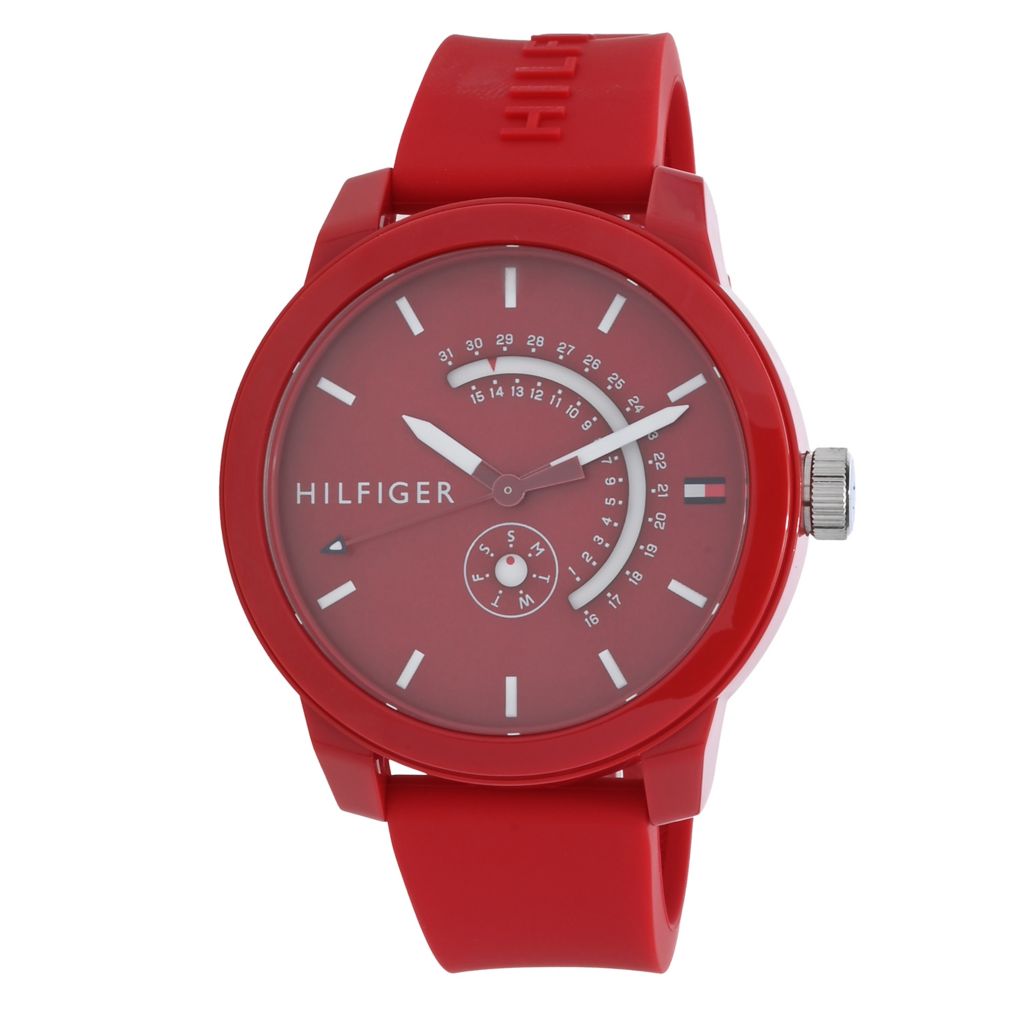 Tommy Hilfiger 44mm Quartz Day & Date Silicone Strap Watch