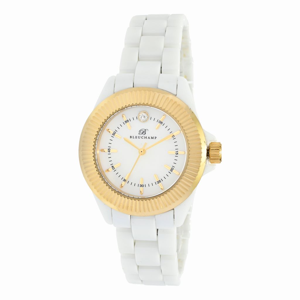 Bleuchamp Women's Ceramic Le Swiss Quartz Diamond Acct Mop Watch