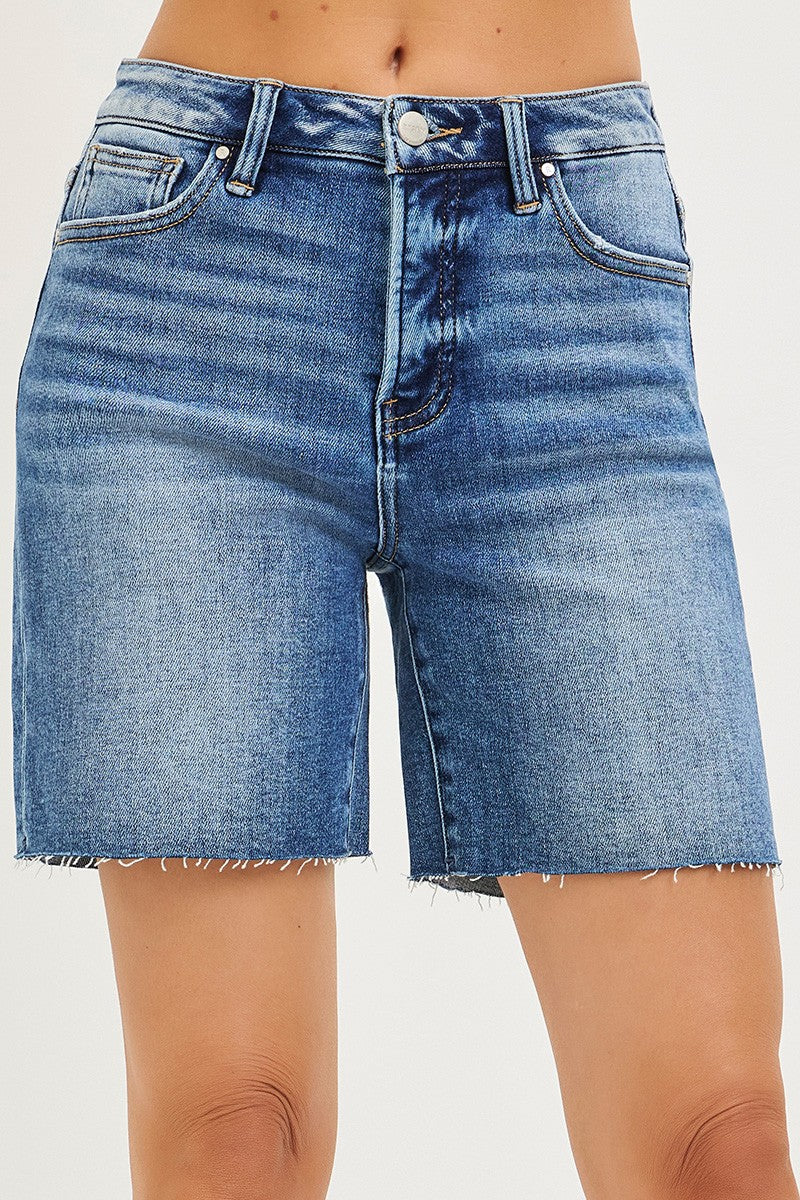 Risen Tummy Control High Rise Raw Cut Hem Jhorts