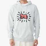 COTTON ON Men's Keith Haring Fleece Pullover Sweatshirt Blue Size Small