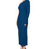 Bardot Women's One Shoulder Crinkle Sheath Dress Blue Size X-Large