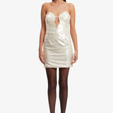 Bardot Jinxa Sequined Cutout Mini Dress Nude