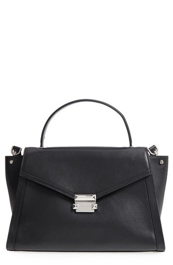 Michael Kors Whitney Large Leather Satchel 30t8sxis3l Black