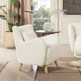 Upholstered Accent Chair with Lumbar Pillow and Curved Arms
