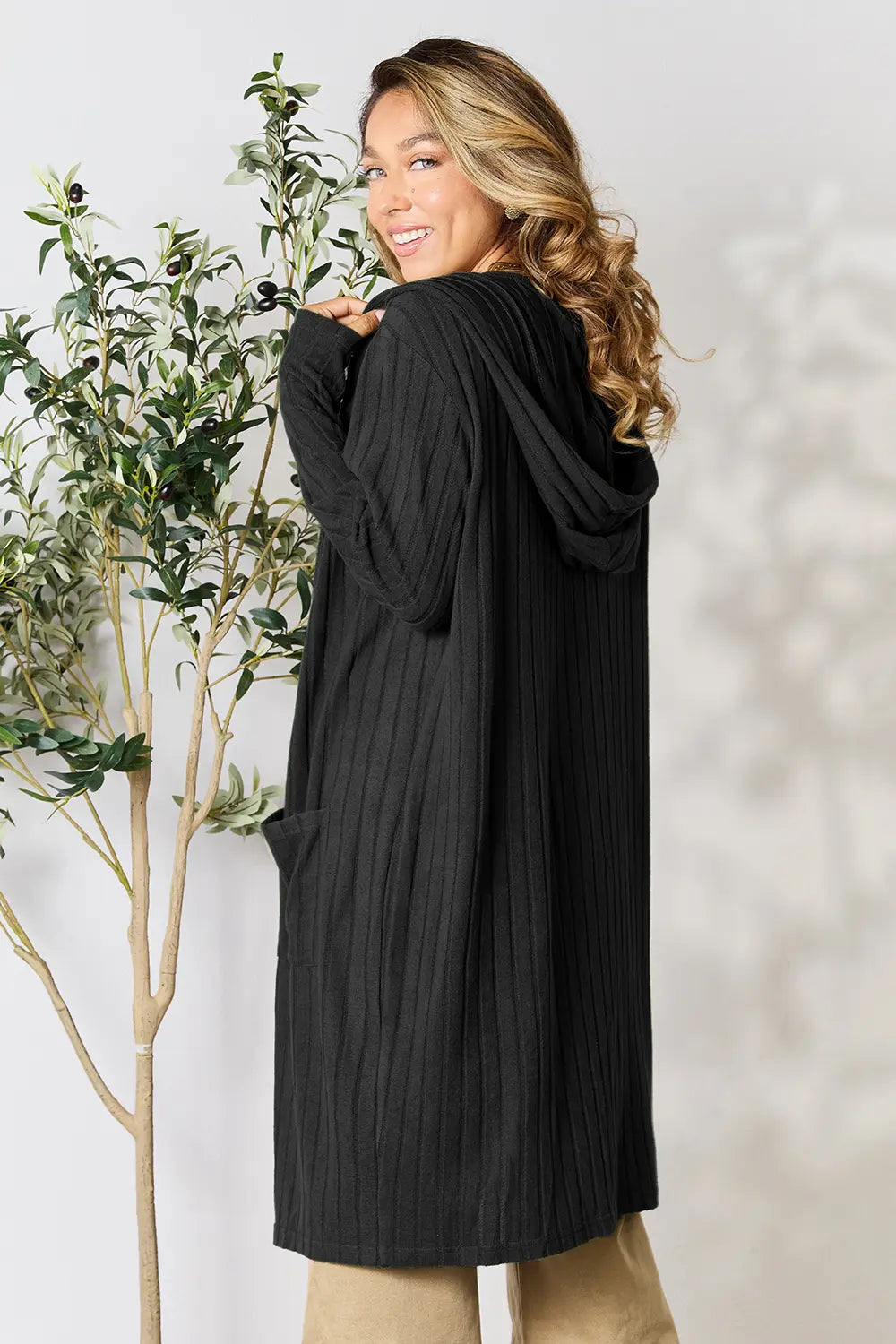 Basic Bae Full Size Hooded Sweater Cardigan | Includes Plus Size