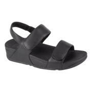 FitFlop Lulu Women Slide Sandals Black Leather Adjustable Strap