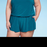 Women's UPF 50 Tiered Tankini Top Aqua Green® Black Size S