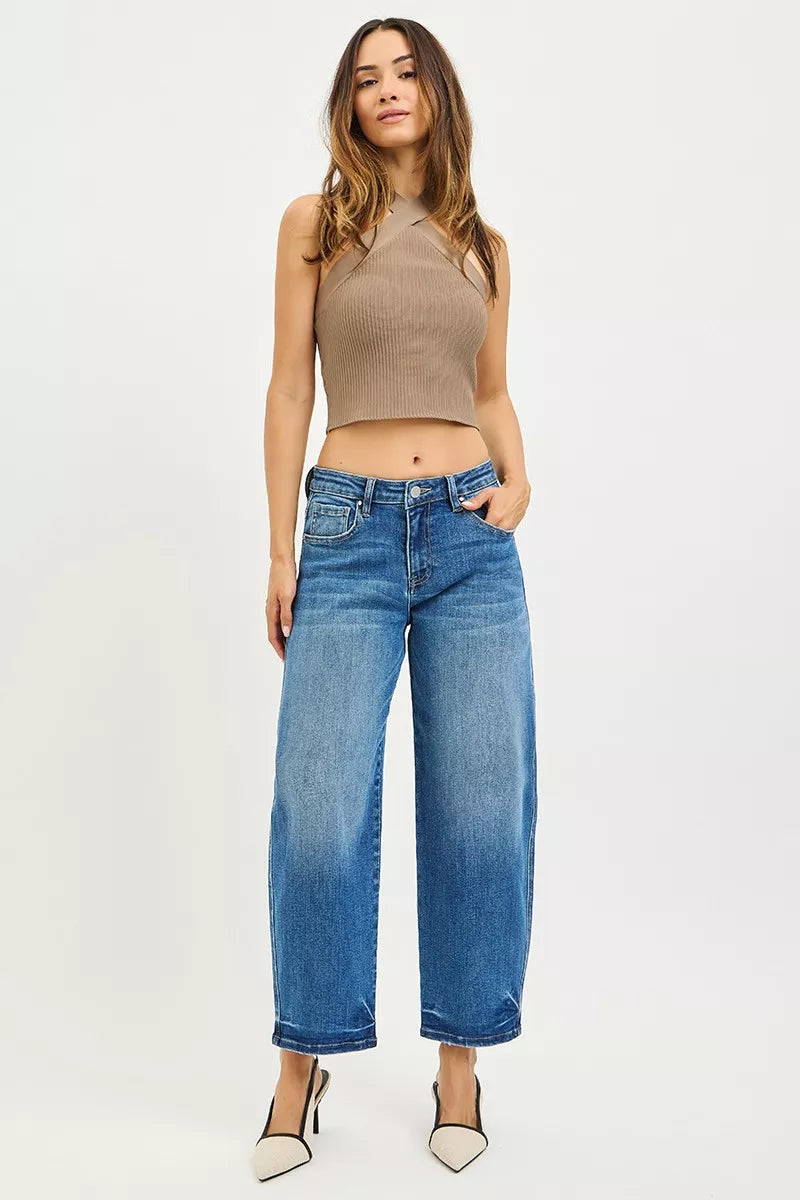 Risen Slouchy Cropped Barrel Jeans