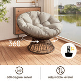 Papasan Wicker Chair with Fabric Cushion and 360 Degree Swivel