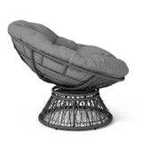 Papasan Wicker Chair with Fabric Cushion and 360 Degree Swivel