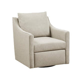 Upholstered Swivel Chair with Sloped Arms and Back Pillow