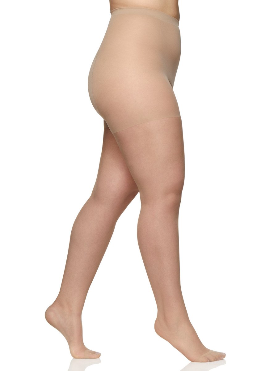 Queen Silky Sheer Extra Wear Control Top Pantyhose With Reinforced Toe