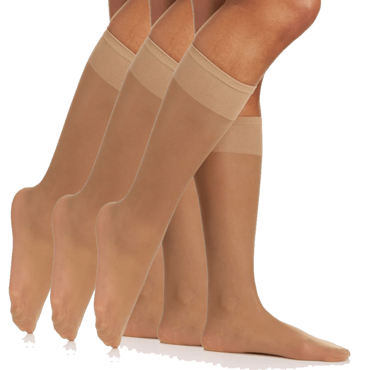 3 Pair Pack Sheer Support Knee High With Sandalfoot Toe