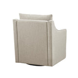 Upholstered Swivel Chair with Sloped Arms and Back Pillow