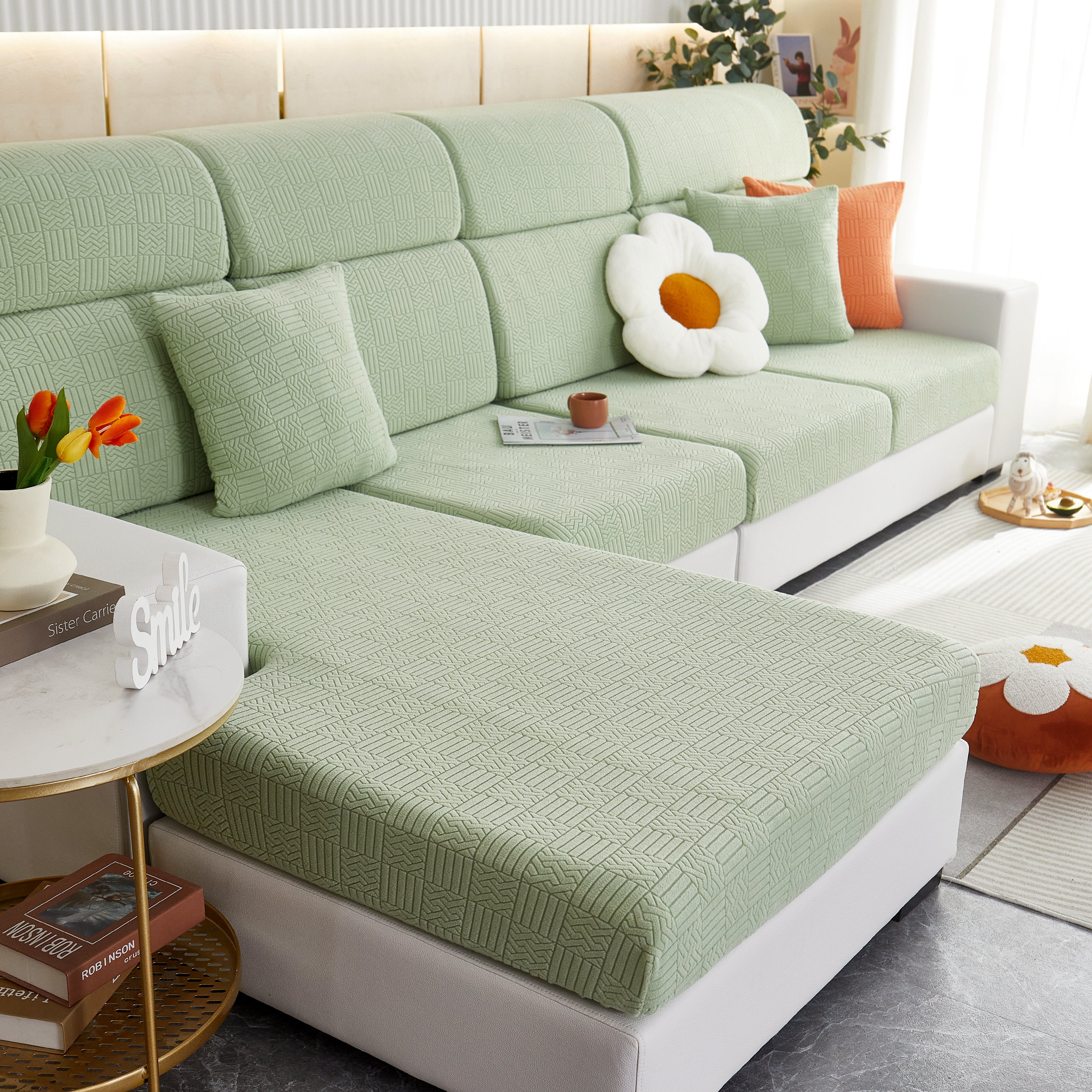 Stretchable Jacquard Fleece Sofa Cover Non-slip Pet Furniture Protector Recliner And Cushion Slipcovers