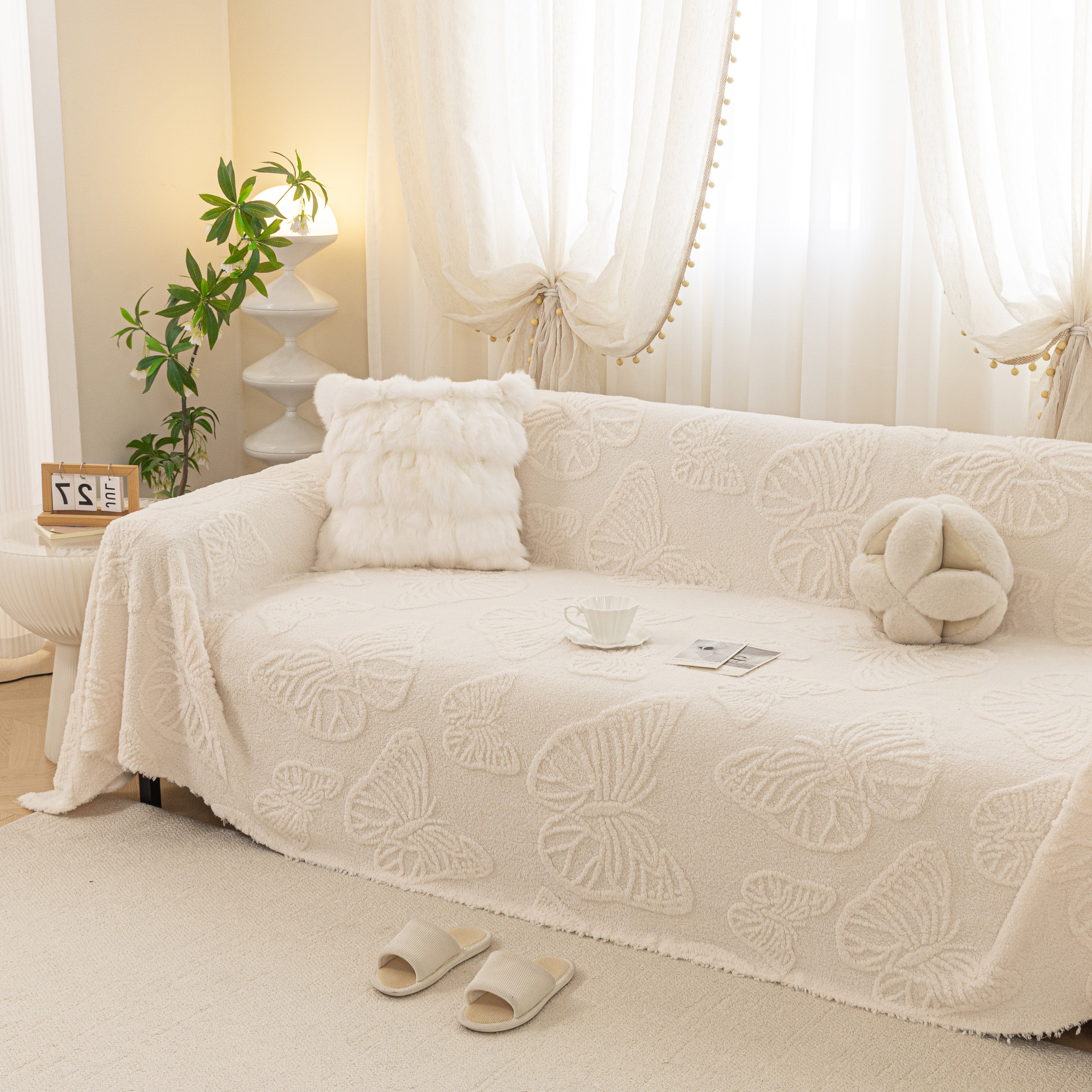 Luxury 3d Butterfly Jacquard Sofa Throw Blanket, Ultra-soft Plush Fleece Couch Cover